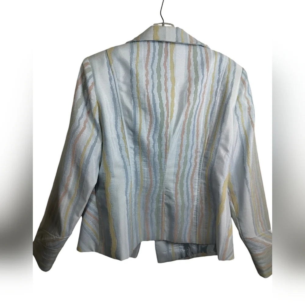 2870)Donna Vinci Couture 3 pcs Multicolor Striped Jewel Jacket Cami Skirt Suit 8 - Picture 4 of 16